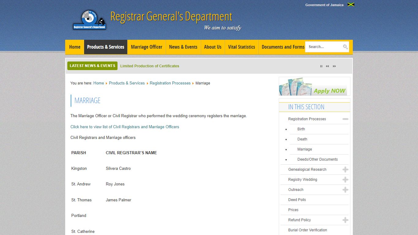 Marriage | Registrar General's Department